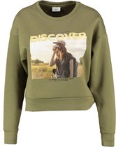 Only cropped oversized sweater armygroen - Maat M
