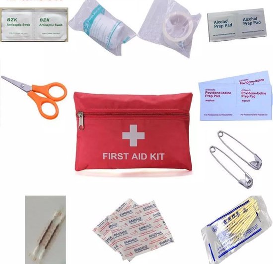 Verborgen Bedoel Bijdrage 11-Delige EHBO Verband Set - EHBO Tas - EHBO Kit - Verbandtrommel - First  Aid Kit -... | bol.com