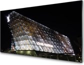 Glasschilderij Louis Vuitton building | 140 X 70 CM | 4 mm gehard glas | Incl. Blind ophangsysteem | Moderne glazen schilderij