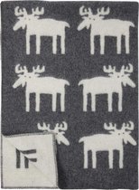 Deken eland grijs-wit 100% eco wol 130x180 cm. Heerlijke dikke deken/ plaid