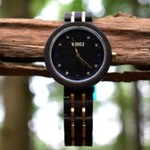 Woodzstyle® | collectie Flores| Houten horloge Brilliant | houten dameshorloge |hoogwaardig Quartz uurwerk |  ⌀ 42 mm |aanpasbaar houten horlogebandje | geleverd in houten giftbox