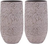 Set van twee hoge vazen in vintage roze met goud shimmer - keramiek. Vaas bloempot plantenbak