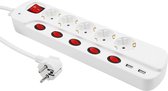 Stekkerdoos Premium - 5-voudig - 2x USB laadpoort - Individueel schakelbaar - Overspanningsbeveiliging - Overbelastingsbeveiliging - Kabellengte 1.5 meter