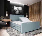 Elektrische Boxspring Manhattan - Inclusief 7-comfortzones pocketveringmatras - Hemelsblauw - 140x200 cm