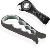 Zwart-Alles in 1 - Flesopener - Blikopener - Potopener - Reuma Hulp-Multi Grip Opener - Dopopener- Pottenopener-Schroefdopopener-zwart
