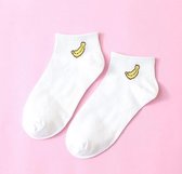 Enkelsokken banaan - one size - unisex - wit - fruitsokken