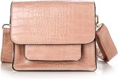 Yoonz - Crossbody Tas - Flap Met Magneetsluiting - Afneembaar En Verstelbaar Hengsel - Croco Print - Roze