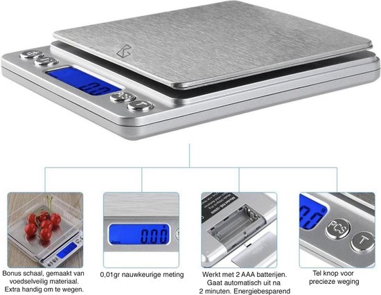 BanGosa® digitale precisie keukenweegschaal - 3000g x 0.1 gram - 3kg - Bangosa