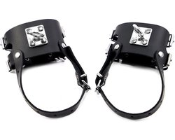 Kiotos Leather - Leren Enkelboeien Met Heavy Duty o-ring En Extra bandje onder de voeten - Zwart
