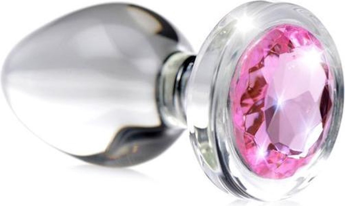 Goedkoopste Booty Sparks - Pink Gem Glazen Buttplug Met Siersteen - Roze - Drie maten Small