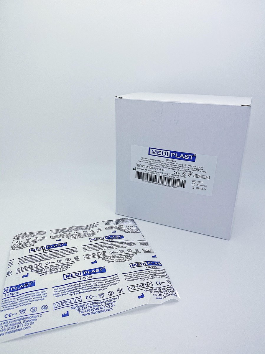 Goedkoopste Mediplast Non-Woven Eilandpleister 10cm x 8cm - Doos 50 stuks