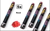 5x Color Powder Shooter 40 cm rood niet ontvlambaar - poeder shooter festival feest thema party verjaardag fun