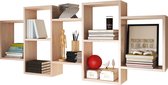 Maison’s Wandkast – Zeven kamers – Open Wandkast – Open kast – Kast - Wandplank– Licht Hout – 65x160x18