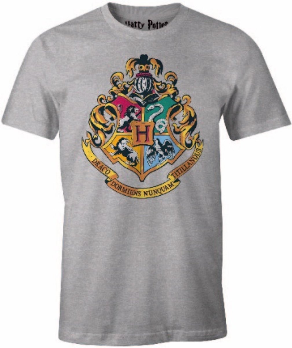 Harry Potter - Hogwarts Houses Grey Melange T-Shirt - XL