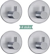 4x Handdoekhaakjes (Zelfklevend) van RVS Zilver – Zelfklevende Haakjes – Wandhaak – Handdoekhouder – Ophanghaken voor Keuken of Badkamer (Accessoires)