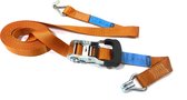 JUMBO sjorband spanband 6 meter orange met extra grip ratel en J haken, 38mm breed, 2000 KG, TUV gecertificeerd, conform EN-12195-2