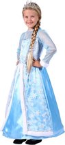 Sneeuwprinses Elsa Jurk met Gratis Toverstaf | Frozen 2 Jurk Elsa | Blauwe jurk IJsprinses met bont | Elsa jurk maat 116-128