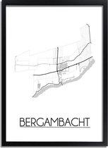 Bergambacht Plattegrond poster A4 + fotolijst zwart (21x29,7cm) - DesignClaud