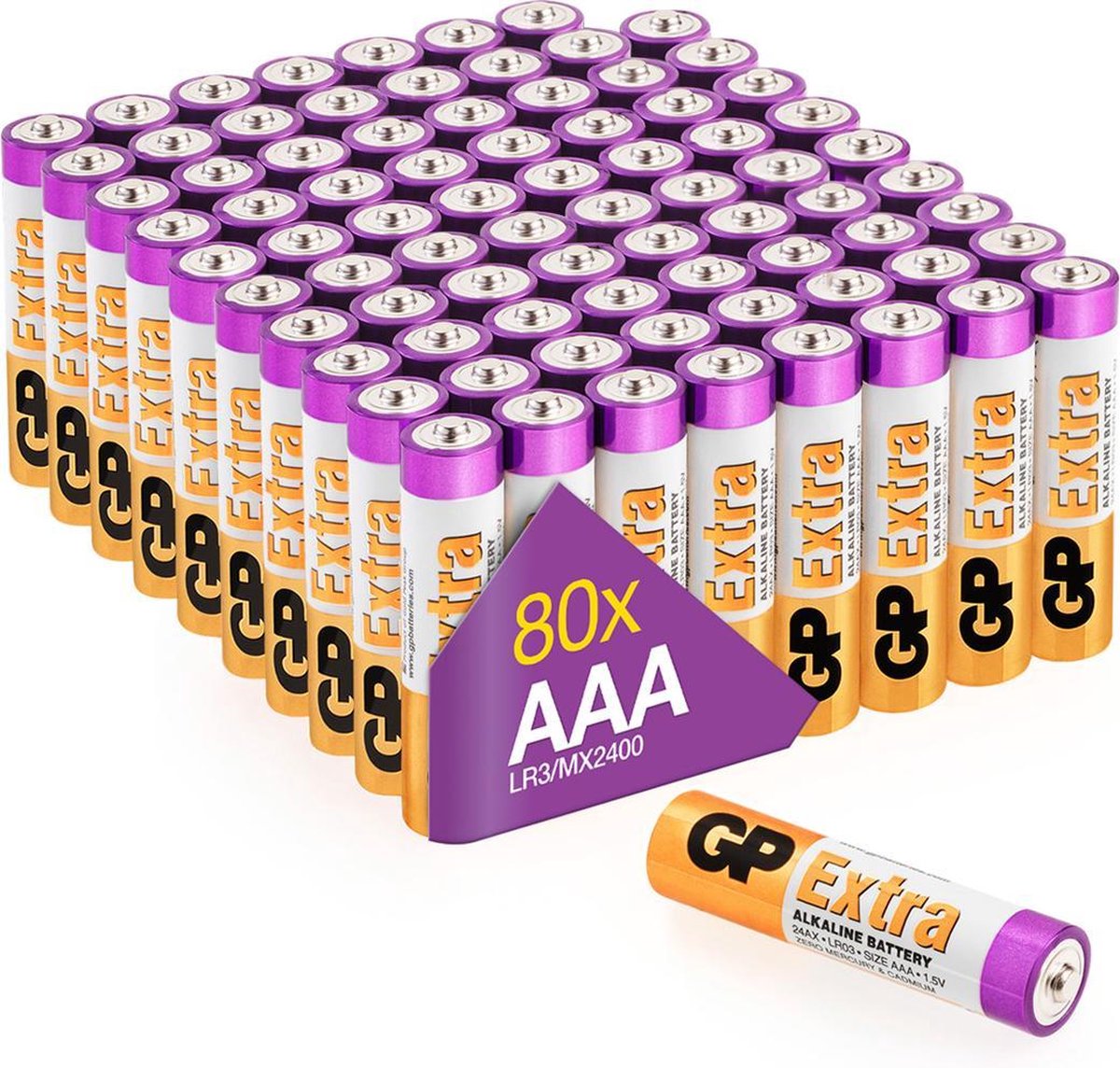 GP Extra Alkaline batterijen AAA micro mini penlite LR03 batterij 1.5V - 80 stuks - AAA batterij