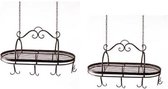 Pannenrek retro - Hangend gietijzeren rek - Set van 2 - 40 / 34 cm breed