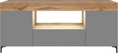 Maison’s Gusto – TV meubel – TV Kast – Grijs/Bruin – Vijf compartimenten – Open achterkant –  LED – 137x35,5x58
