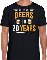 Cheers and beers 20 jaar verjaardag cadeau t-shirt zwart voor heren - 20e verjaardag kado shirt / outfit L