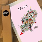 Kaart van Ibiza | B2 poster | 50x70 cm | Roze | Maison Maps