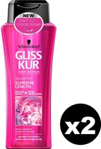 SCHWARZKOPF Gliss Kur Hair Repair Shampoo - Supreme Length - Voor Lang Haar Mét Vette Wortels - 250ml x2
