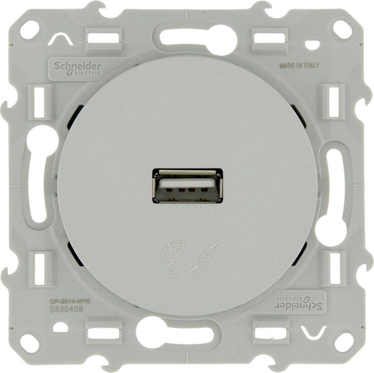 Schneider Electric Odace USB stopcontact Aluminium
