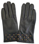 Leren gevoerde dames handschoenen met studs kleur zwart maat S M