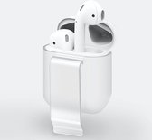 AirPods Beschermer met Bevestigingsclip geschikt voor Apple Airpods 1/ 2 - Transparant