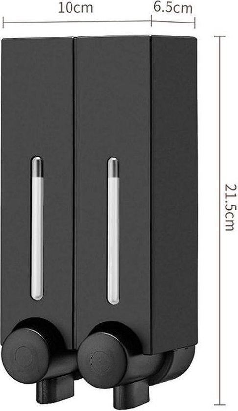 kleermaker Nauwkeurig minimum Zeepdispenser, zwart, 2 kamer, wandmontage, 2x250ml - hangend - wandmontage  | bol.com