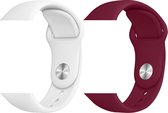 2 sport bandjes geschikt voor Apple Smartwatch 42/44 mm M/L – YOUNIQ – Wit & Roos Rood – iWatch Series 1/2/3/4/5/6/SE - Horloge Band Straps geschikt voor Apple watch