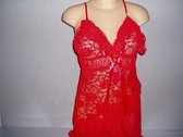 Babydoll sexy met bijpassende string polyester one size rood