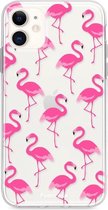 Fooncase Hoesje Geschikt voor iPhone 12 Mini - Shockproof Case - Back Cover / Soft Case - Flamingo