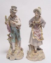 Man en vrouw - Porseleinen beeldje - Klassiek - 37,8 cm hoog