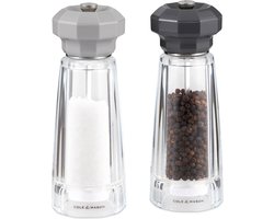 Cole & Mason Lowestoft Peper- en Zoutmolenset 17cm - Acryl - ABS - Traploos Instelbare Maalgrootte