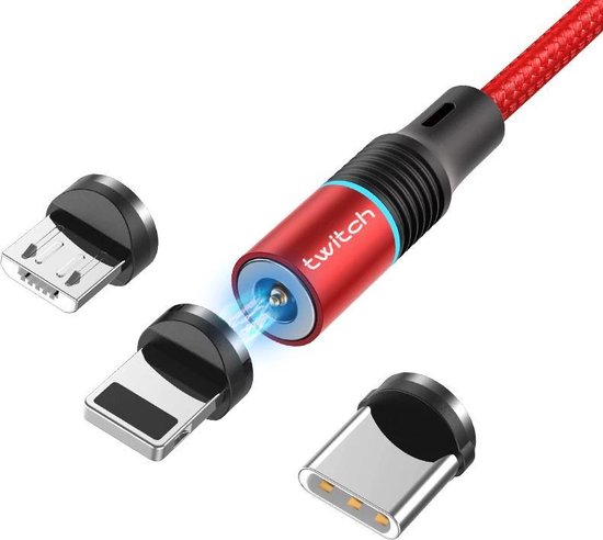 CABLE DE CHARGE RAPIDE USB UNIVERSEL TELEPHONE MOBILE 3EN1 ROUGE