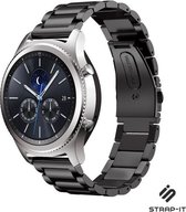 Stalen Smartwatch bandje - Geschikt voor  Samsung Gear S3 Classic & Frontier stalen band - zwart - Strap-it Horlogeband / Polsband / Armband