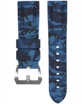 Horloges voor Mannen - Stijlvol Cadeau Heren - Herenhorlogeband – Automatisch Horloge – Karl Brave Watch Strap - 3D Mannenhorloge met Bewegende Tandwieltjes - Blauw Camouflage Band