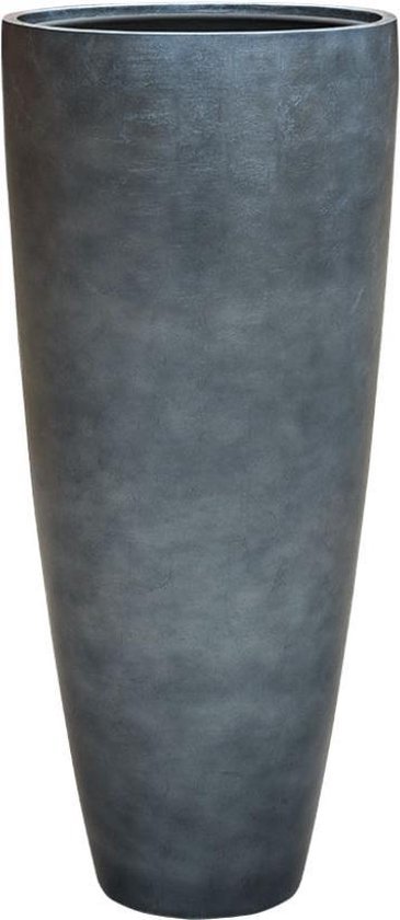 Maxim vaas zilver blauw 90cm hoog | Luxe hoge XL vazen metallic zilveren marineblauw grijs grijze kleur | Grote bloempot plantenbak﻿