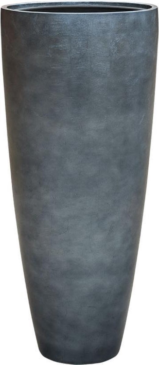 Maxim vaas zilver blauw 90cm hoog | Luxe hoge XL vazen metallic zilveren marineblauw grijs grijze kleur | Grote bloempot plantenbak