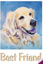 Golden Retriever Best Friend Tekst Strijk Applicatie 19 cm / 27 cm / Blauw Beige