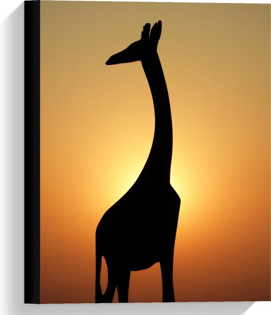 Canvas  - Silhouette Giraffe - 30x40cm Foto op Canvas Schilderij (Wanddecoratie op Canvas)