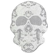 Doodskop Skull Strass-steentjes Rhinestone Strijk Applicatie 20.2 cm / 27 cm / Zilver