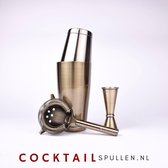 Professionele Cocktail Set - Geborsteld Goud - Cocktailshaker - Hawtorne Strainer - Maatbeker
