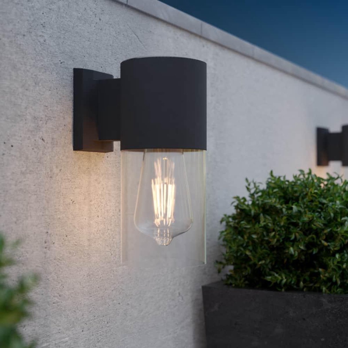 Solar wandlamp LED Industrieel - Filament lamp - Antracietgrijs
