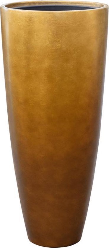 Maxim vaas honing goud 90cm hoog | Luxe hoge XL vazen metallic gouden bronzen kleur | Grote bloempot plantenbak