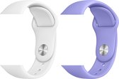 2 sport bandjes geschikt voor Apple Smartwatch 38/40 mm M/L – YOUNIQ – Wit & Lila – iWatch Series 1/2/3/4/5/6/SE - Horloge Band Straps geschikt voor Apple watch