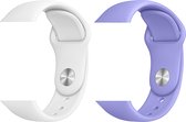 2 sport bandjes geschikt voor Apple Smartwatch 42/44 mm S/M – YOUNIQ – Wit & Lila – iWatch Series 1/2/3/4/5/6/SE - Horloge Band Straps geschikt voor Apple watch